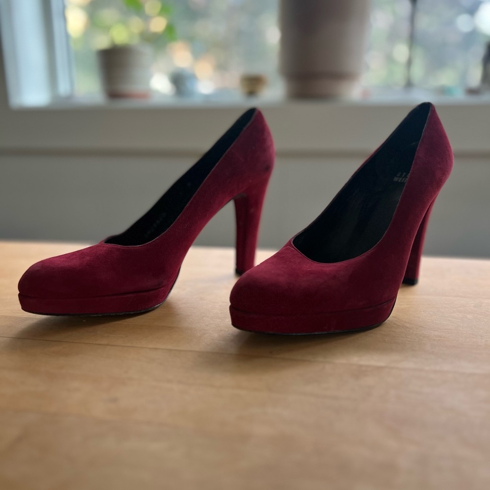 Stuart Weitzman Red Suede Pumps